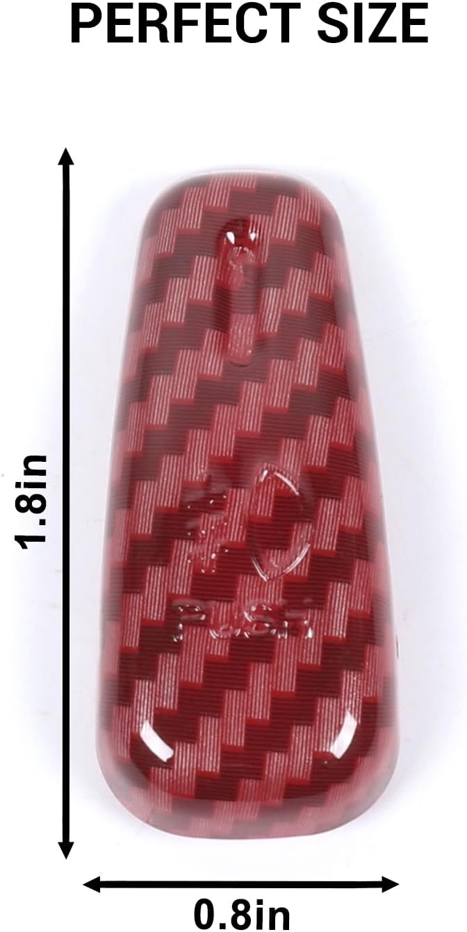 Jimen for Dodge Challenger 2015+, for Dodge Charger 2010+, for Dodge Durango 2011+, Headlight Switch Button Trim Cover (Red Carbon Fiber) - Image 4
